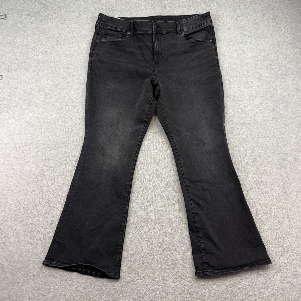 American Eagle Kick Boot Women's Jeans Size 18 Regular Super Stretch Black Denim